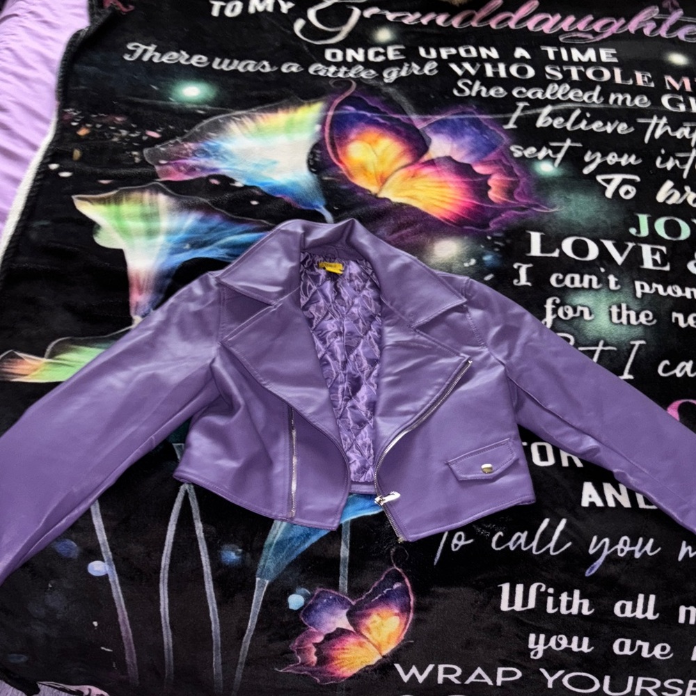 Daisy Purple Leather Jacket